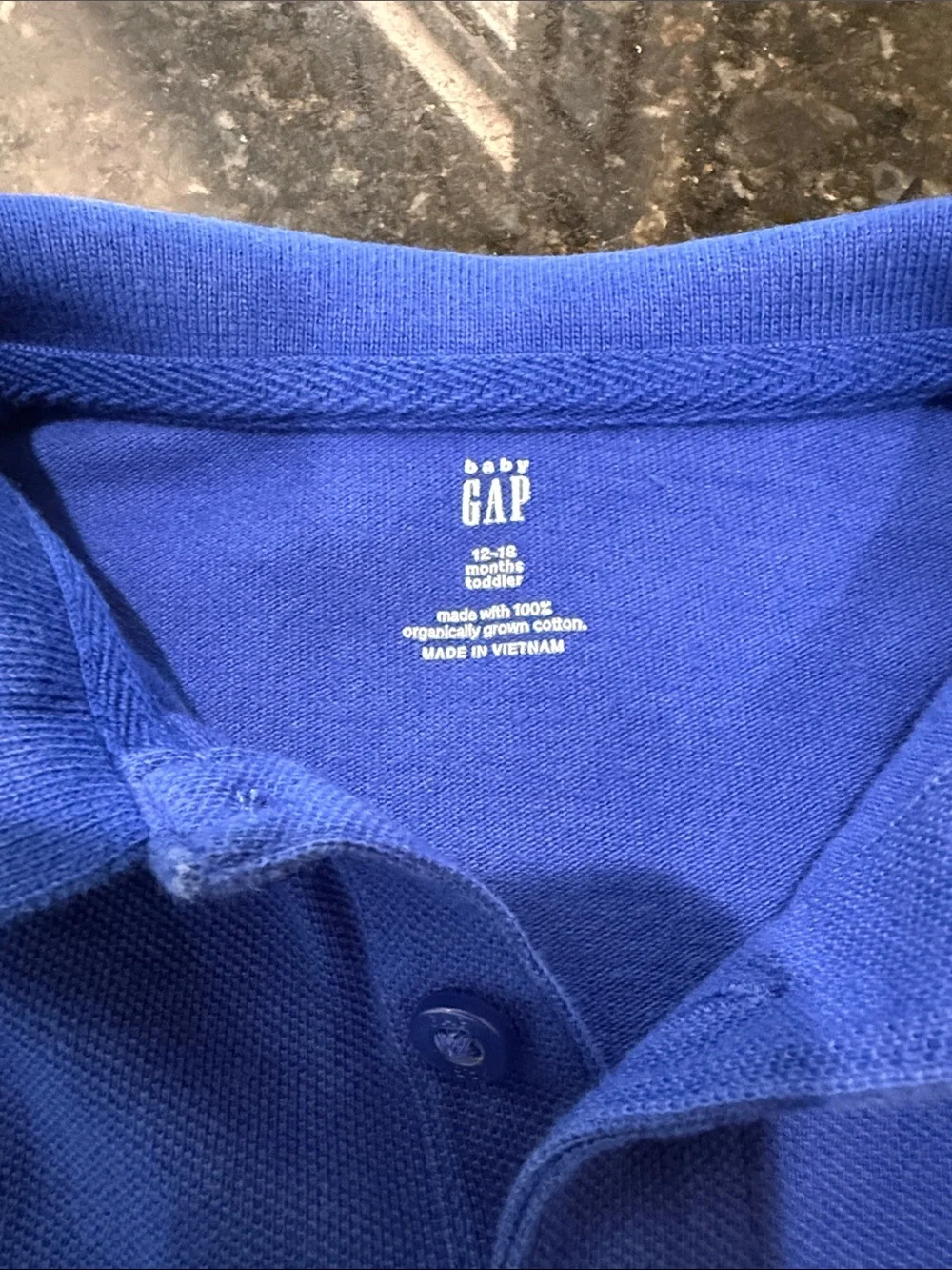 GAP Boys Long Sleeve Polo Shirt in Blue with Bear Embroidery